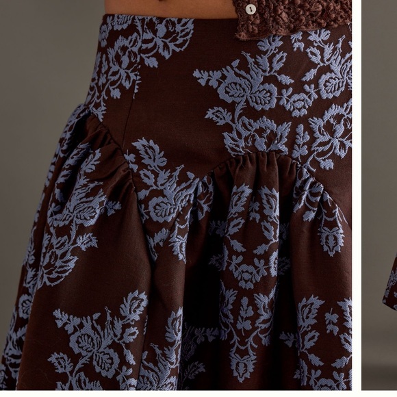 By Anthropologie Brocade Midi Elegant Brown Patterned Skirt NWT 2P - Picture 5 of 16